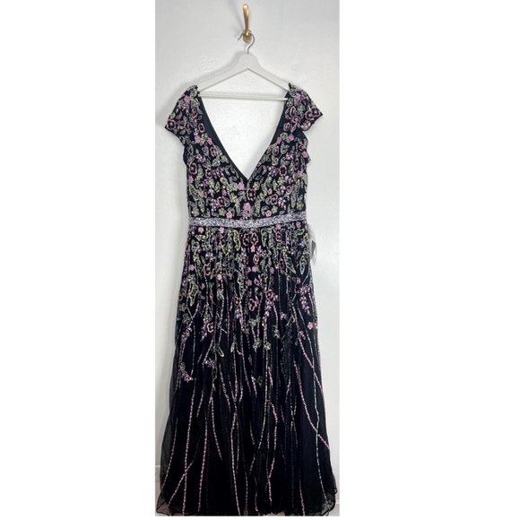 MAC DUGGAL 5353 Evening Dress in Black Multi Size 18W - Picture 3 of 10